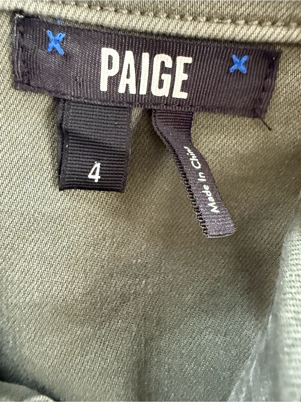 PAIGE Olive Green denim stretch Sleeveless Button-Front Belted Midi Dress - Picture 5 of 6